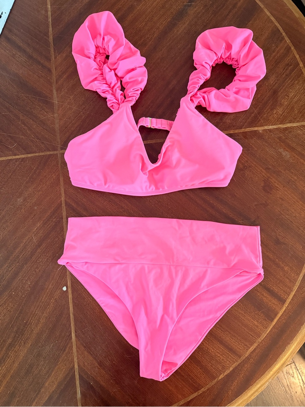 Buddy Love Hot Pink Ruffle-strap Bikini Set